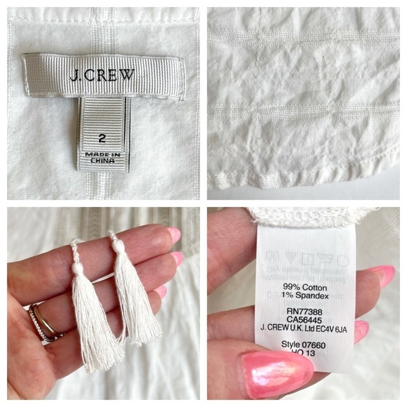 J. Crew Embroidered Bib Peasant Top - Picture 8 of 9